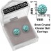 
E088AQ Sparkling 8mm Crystal Cluster Ball Earrings - Aqua